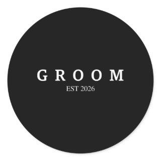 Groom Est. 2026 Wedding Married Engagement Getting Classic Round Sticker
