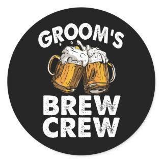 Groom's Brew Crew Funny Groomsmen Bachelor Party Classic Round Sticker