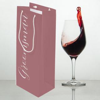 Groomsman Dusty Rose Stylized Script Wine Gift Bag