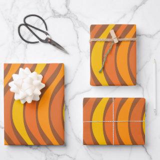 Groovy 60s 70s Abstract Wavy Lines Orange Brown  Sheets