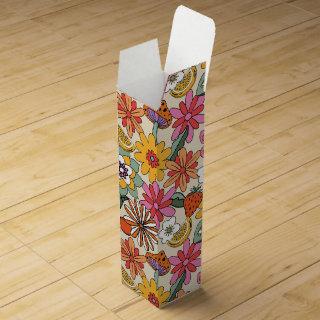 Groovy 70's, Orange, Pink, & Green Floral Wine Box