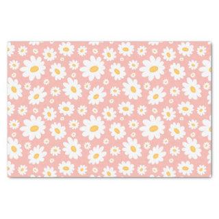 Groovy Blush Boho Daisy Floral Garden Pattern Tissue Paper