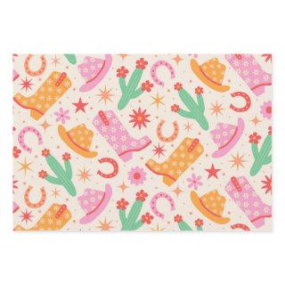 Groovy Cowgirl Boots and Hats Pattern with Cactus   Sheets