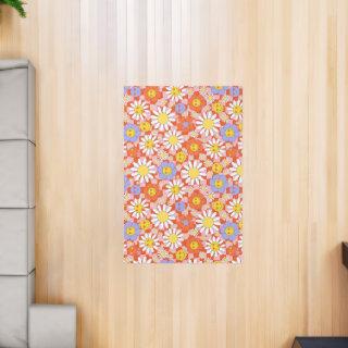 Groovy Daisy Floral Checkerboard, Y2K 90s  Rug