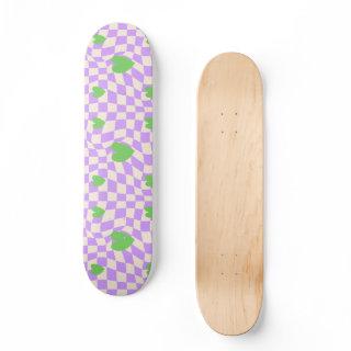 Groovy Daisy Floral Checkerboard, Y2K 90s Skateboard