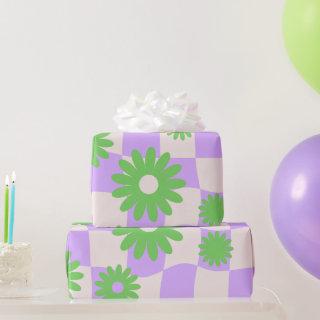 Groovy Daisy Floral Checkerboard, Y2K 90s  Wrappin