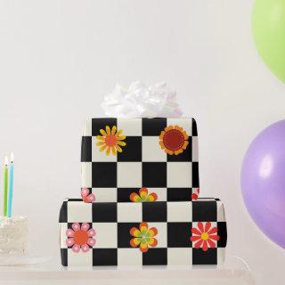 Groovy Daisy Floral Checkerboard, Y2K