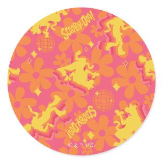 Groovy Disco Scooby-Doo Pattern Classic Round Sticker