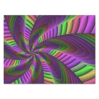 Groovy Energetic Colorful Neon Fractal Pattern Tissue Paper