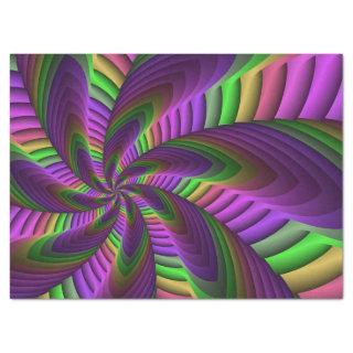 Groovy Energetic Colorful Neon Fractal Pattern Tissue Paper