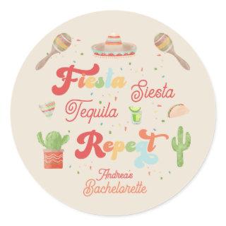 Groovy Fiesta Siesta Tequila Repeat Bachelorette Classic Round Sticker