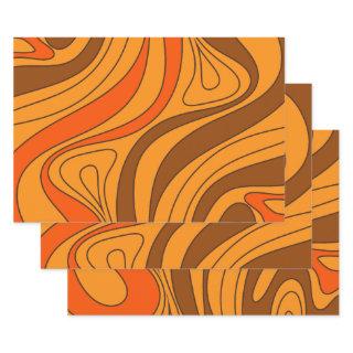 Groovy Flow Retro Abstract 60s 70s Pattern Orange  Sheets