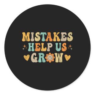 Groovy Growth Mindset Positive Retro Teachers Back Classic Round Sticker