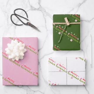 Groovy Merry Christmas Tree Bubble Letters       Sheets