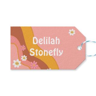 Groovy one retro vintage first birthday gift tags