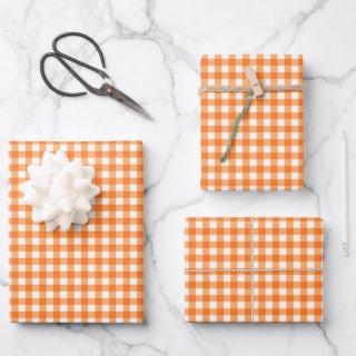 Groovy Orange Gingham Check Pattern  Sheets