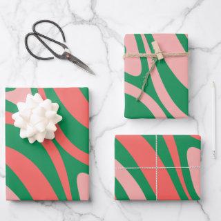 Groovy Pink and Green Retro Christmas Swirls   Sheets