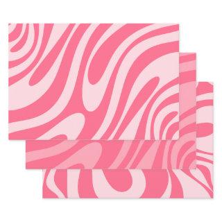 Groovy Pink Wavy Loops Retro Abstract Patterns  Sheets