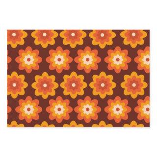 Groovy retro 70s boho hippie orange flower pattern  sheets