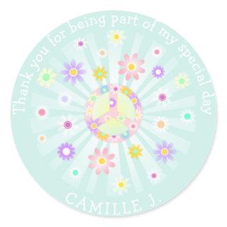 Groovy Retro Birthday Classic Round Sticker