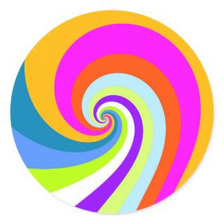 GROOVY RETRO DESIGN LOVELY VINTAGE RAINBOW VIBES   CLASSIC ROUND STICKER