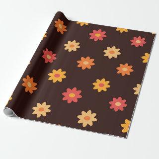 Groovy Retro Hippie Colorful Flowers Pattern