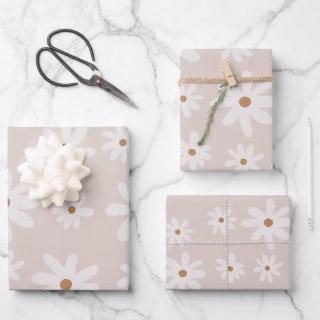 Groovy Retro Light Brown Daisy Floral  Sheets