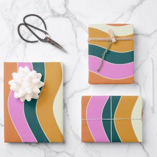 Groovy Retro Pink and Green Wavy Lines  Sheets
