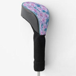 Groovy Retro Purple Daisy Pattern Golf Head Cover