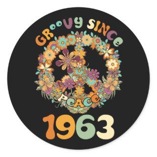 Groovy Since 1963 Peace For Vintage Birthday Party Classic Round Sticker
