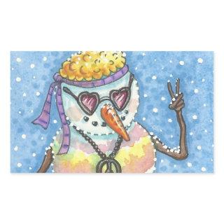 GROOVY SNOWMAN, PEACE SIGN CHRISTMAS STICKERS Rec