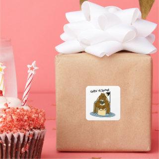 Groundhog Bookworm Waits for Spring Square Sticker