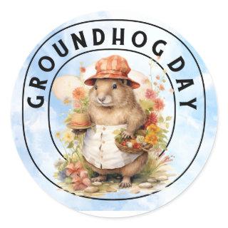 Groundhog  classic round sticker