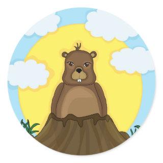 Groundhog day classic round sticker