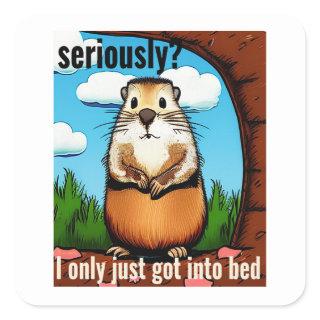 Groundhog day seriously? square sticker