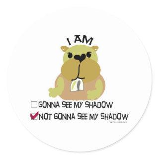 Groundhog day vote no shadow classic round sticker