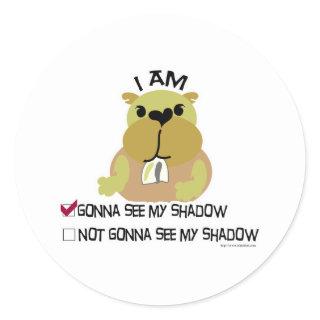 Groundhog day vote  shadow classic round sticker