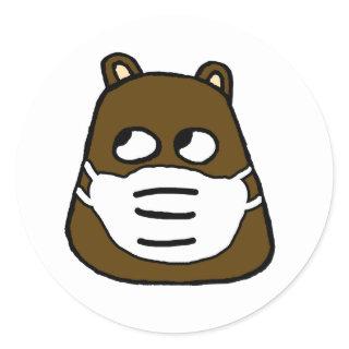 Groundhog in Face Mask Classic Round Sticker
