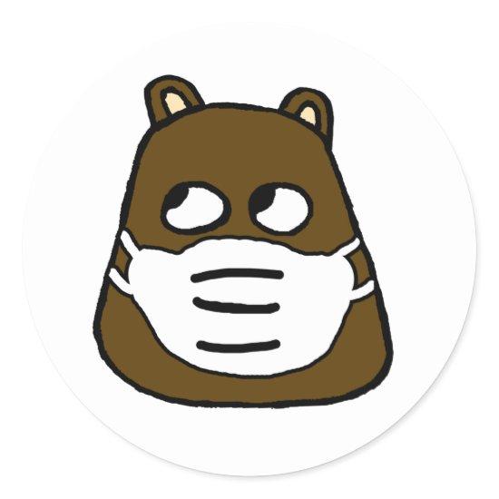 Groundhog in Face Mask Classic Round Sticker