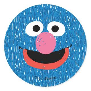 Grover Furry Face Pattern Classic Round Sticker