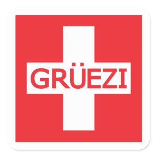 Gruezi Switzerland Flag Square Sticker