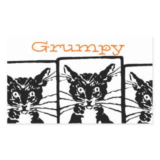 Grumpy Black Cat for the Grumpy Person or Cat Rectangular Sticker