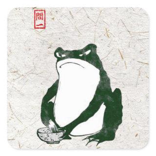 Grumpy Japanese Frog Toad 19th Century  Square Sticker