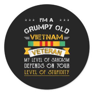 Grumpy Old Vietnam Veteran Classic Round Sticker