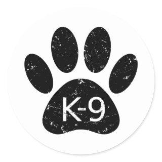 Grunge Distressed Dog Paw K-9 Classic Round Sticker