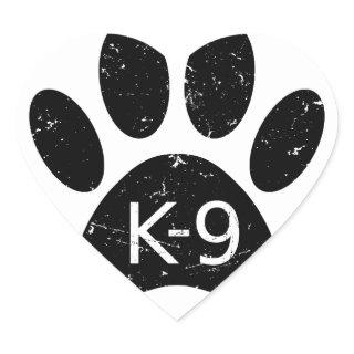 Grunge Distressed Dog Paw K-9 Heart Sticker