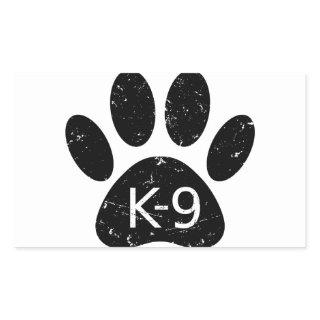 Grunge Distressed Dog Paw K-9 Rectangular Sticker