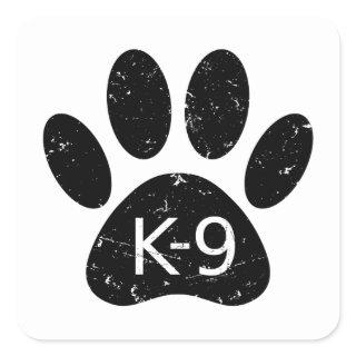 Grunge Distressed Dog Paw K-9 Square Sticker