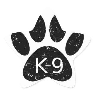 Grunge Distressed Dog Paw K-9 Star Sticker