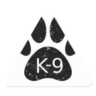 Grunge Distressed Dog Paw K-9 Triangle Sticker